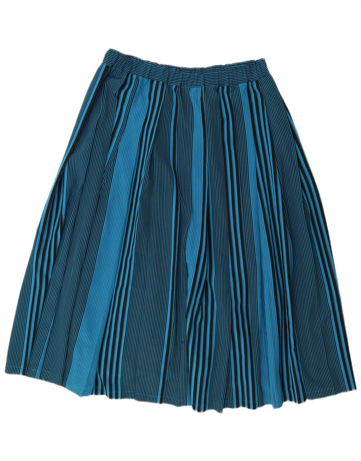 VINTAGE Γυναικεία πλισέ φούστα IT 44 Medium W32 Blue ριγέ πολυεστέρας