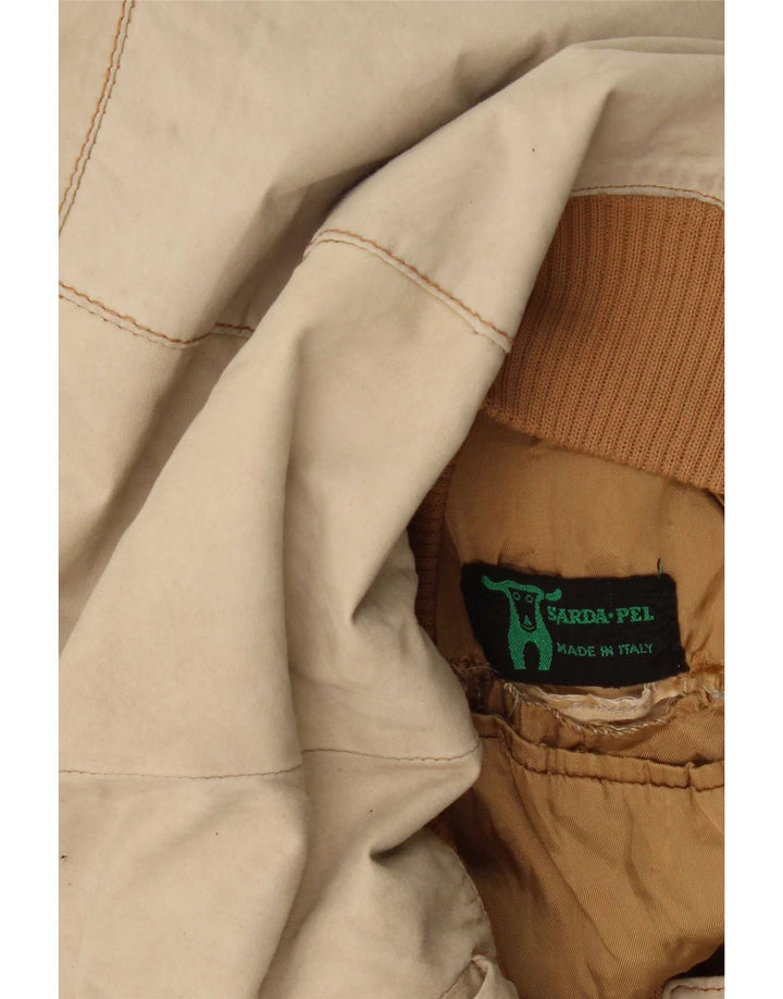 Vintage Γυναικείο Bomber Δερμάτινο Μπουφάν UK 14 Medium Beige