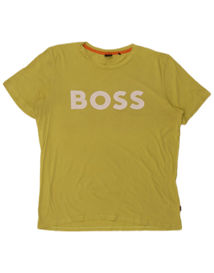 Ανδρικό γραφικό μπλουζάκι Hugo Boss Top 2XL κίτρινο βαμβακερό