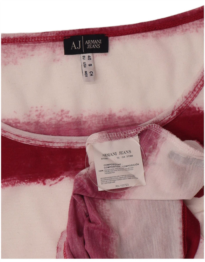Armani Jeans Γυναικείο T-Shirt Top EU 40 μεσαίο μπορντό ριγέ πολυεστέρα