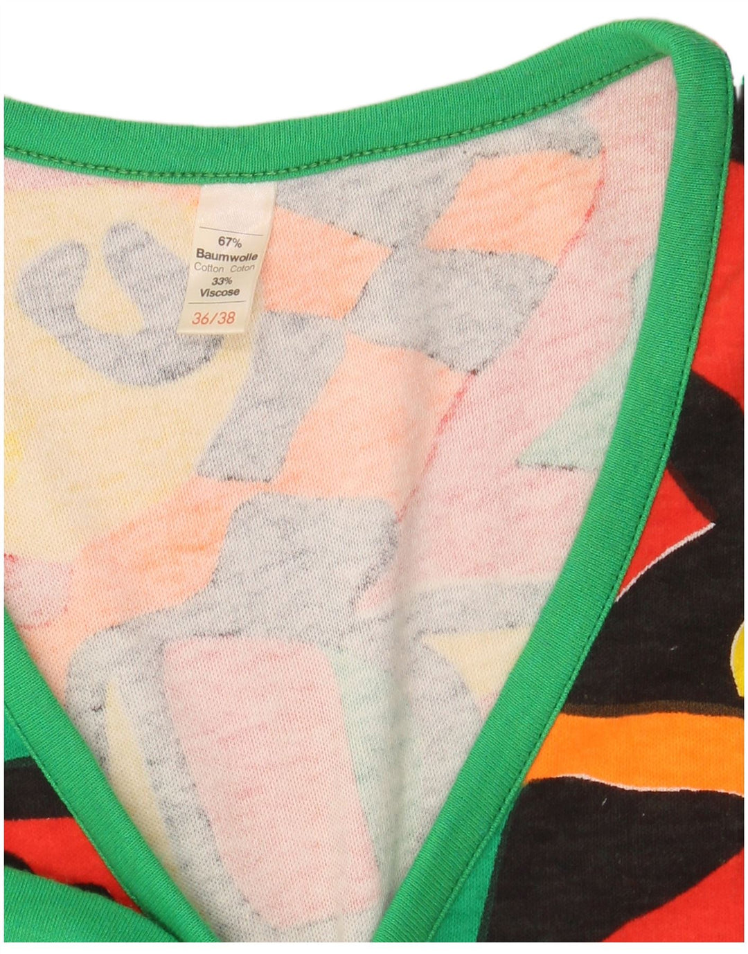 VINTAGE Γυναικείο γιλέκο EU 36/38 Μικρό πολύχρωμο γεωμετρικό βαμβάκι