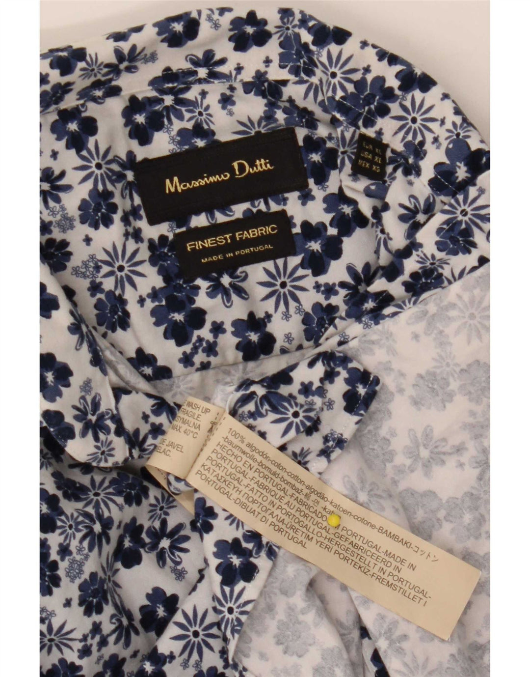 Ανδρικό πουκάμισο Massimo Dutti XL Μπλε φλοράλ βαμβακερό