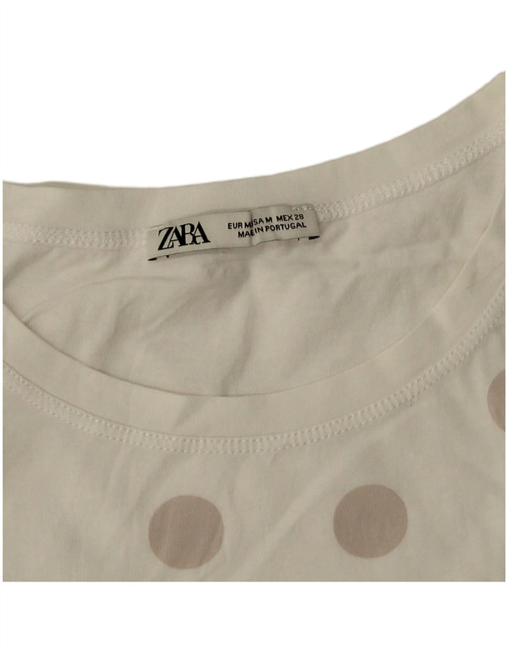 Zara Γυναικείο T-Shirt Top UK 14 Medium White Pot
