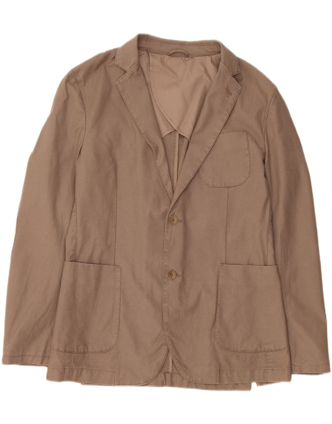 Benetton Ανδρικό Μπουφάν 2 Κουμπιά Blazer IT 52 XL Μπεζ βαμβακερό