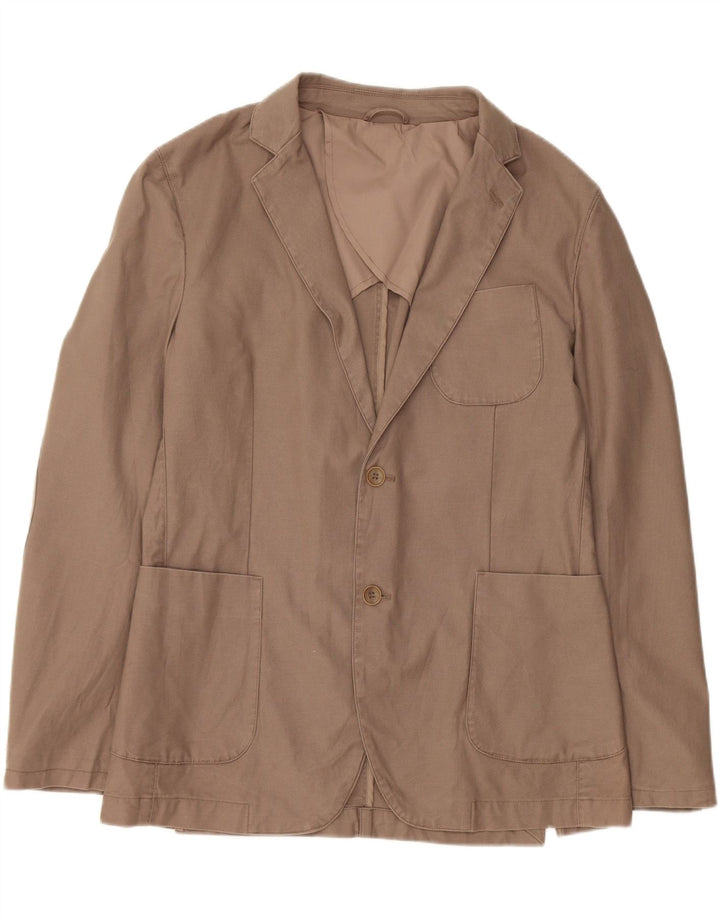 Benetton Ανδρικό Μπουφάν 2 Κουμπιά Blazer IT 52 XL Μπεζ βαμβακερό