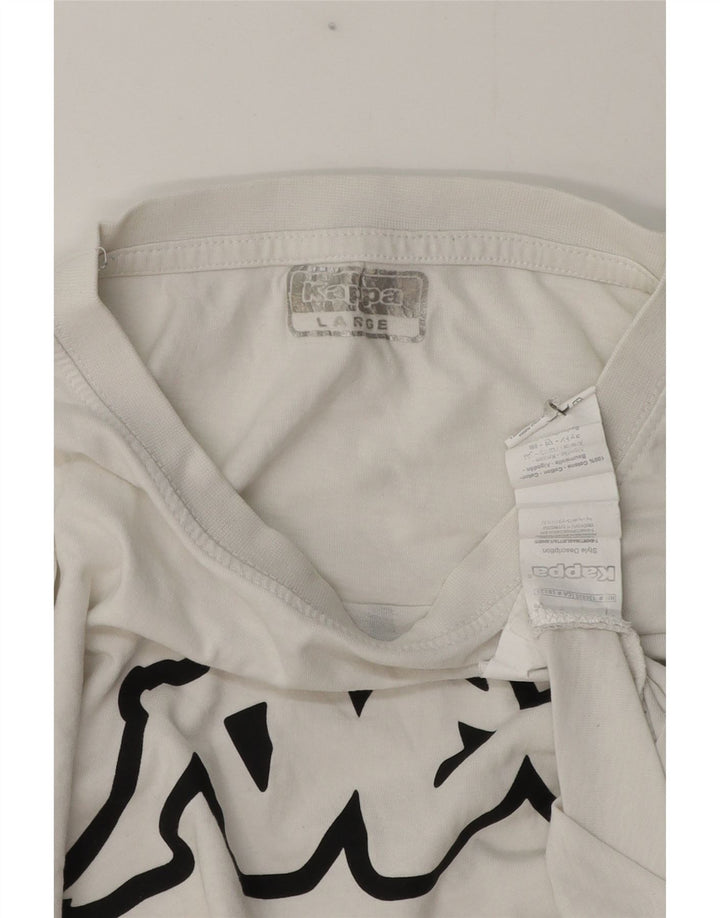 Ανδρικό γραφικό T-Shirt Kappa Top μεγάλο λευκό βαμβακερό