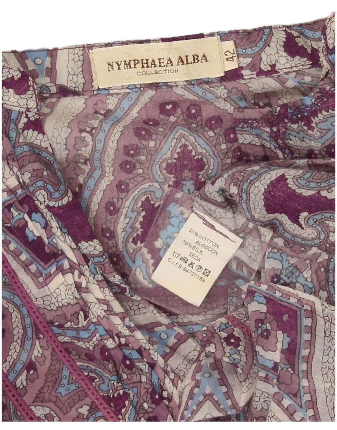 Nymphaea Alba Γυναικείο Μακρυμάνικο Τοπ IT 42 Medium Purple Paisley Silk