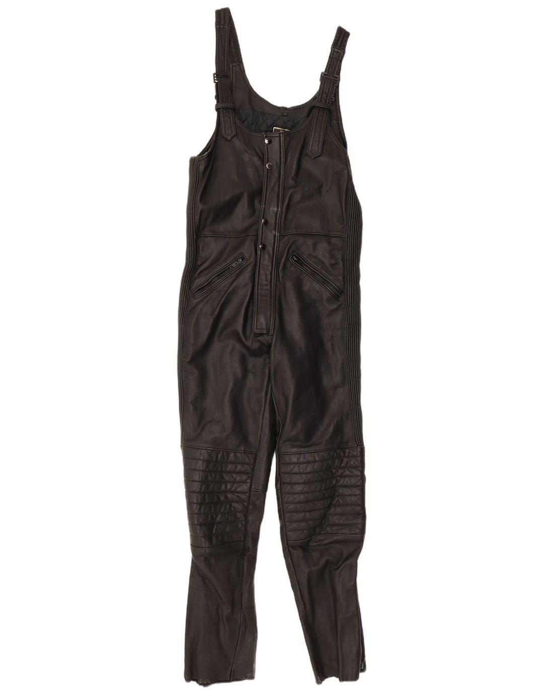 Γυναικεία αμάνικη δερμάτινη φόρμα VINTAGE UK 12 Medium Black Leather