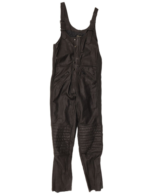 Γυναικεία αμάνικη δερμάτινη φόρμα VINTAGE UK 12 Medium Black Leather