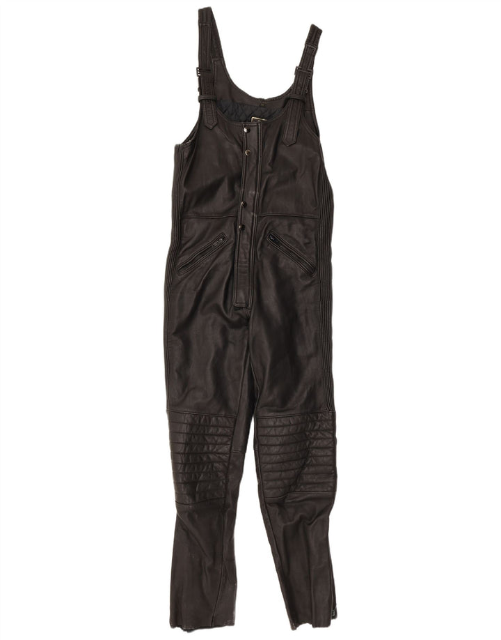 Γυναικεία αμάνικη δερμάτινη φόρμα VINTAGE UK 12 Medium Black Leather