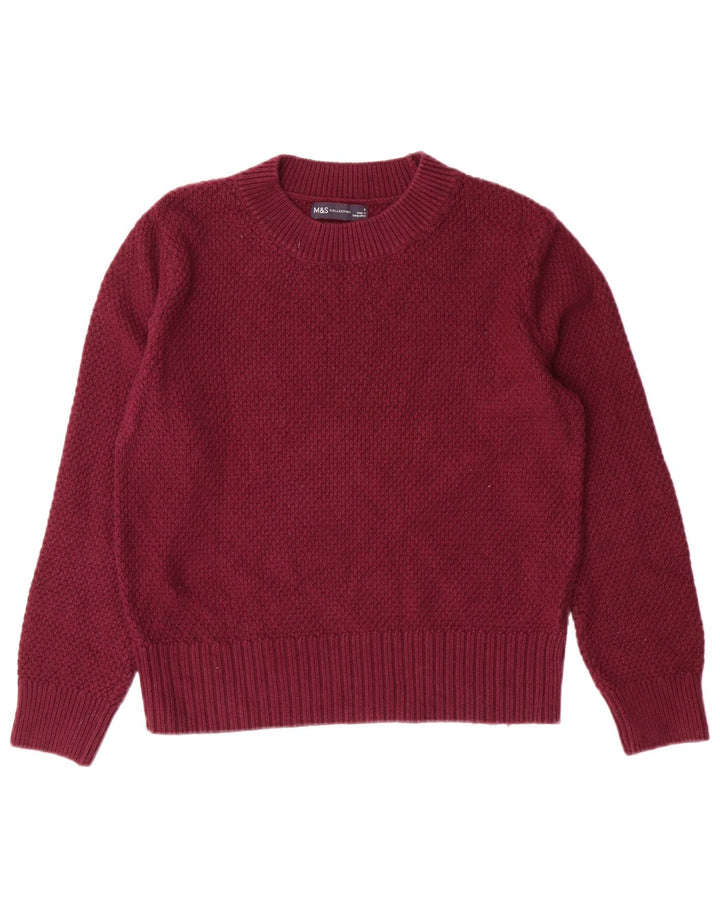 Marks & Spencer Γυναικείο πουλόβερ Crop Crew Neck Jumper UK 8 Small Maroon