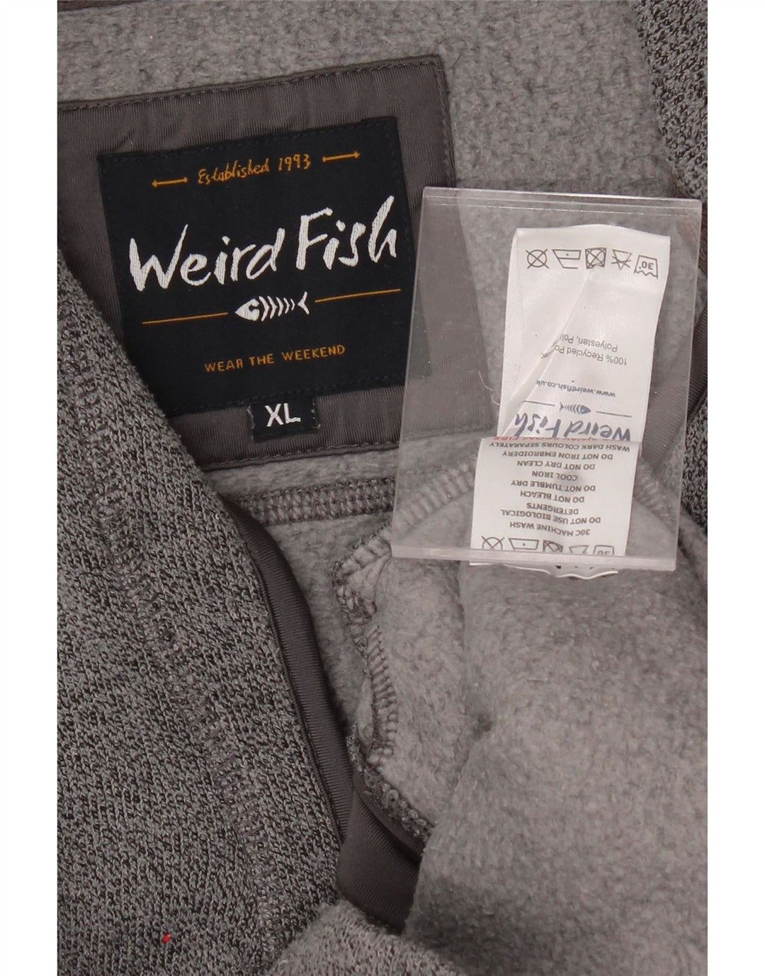 WEIRD FISH Mens Zip Neck Sweatshirt Jumper XL Grey Polyester