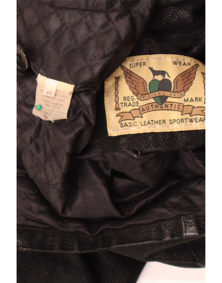 Vintage Γυναικείο Oversized Δερμάτινο Μπουφάν IT 46 Large Μαύρο