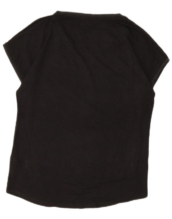 Γυναικείο γραφικό μπλουζάκι Desigual Top UK 10 Small Black Floral Viscose