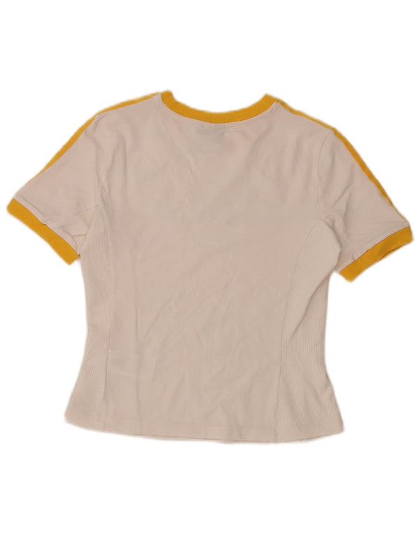 Γυναικείο T-Shirt Adidas Crop Graphic Top UK 12/14 Medium White Colourblock