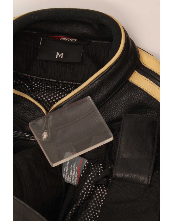 XPro Ανδρικό Δερμάτινο Μπουφάν Biker UK 38 Medium Μαύρο ριγέ