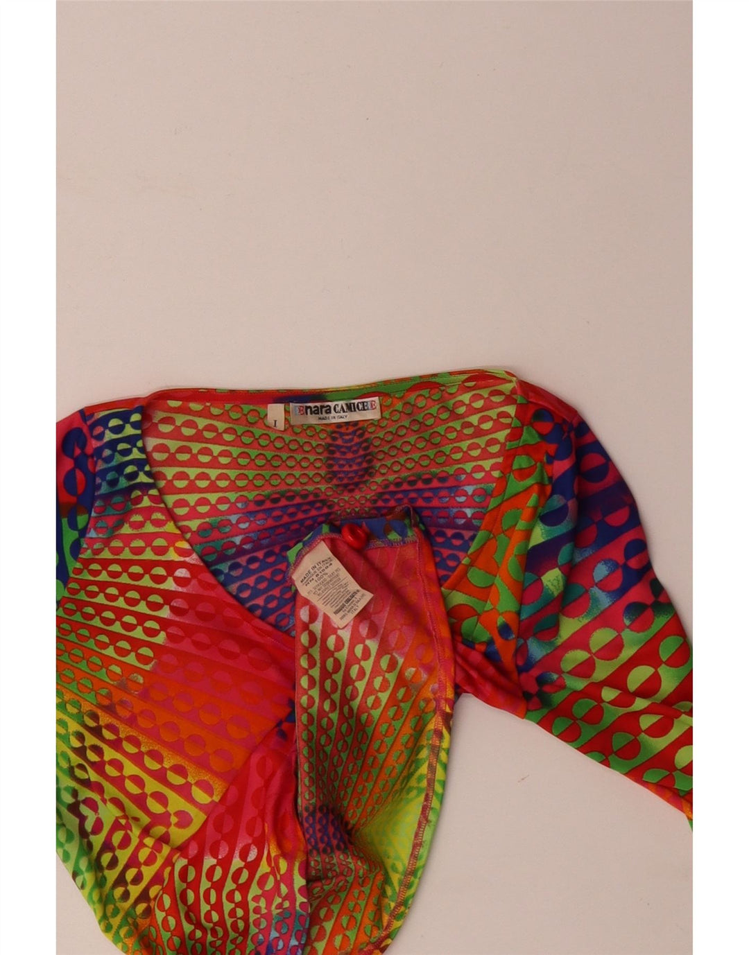 Naracamicee Γυναικείο Crop Top UK 12 μεσαίο πολύχρωμο γεωμετρικό μετάξι