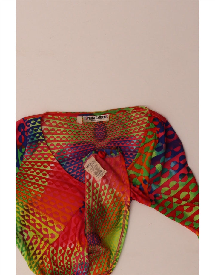 Naracamicee Γυναικείο Crop Top UK 12 μεσαίο πολύχρωμο γεωμετρικό μετάξι