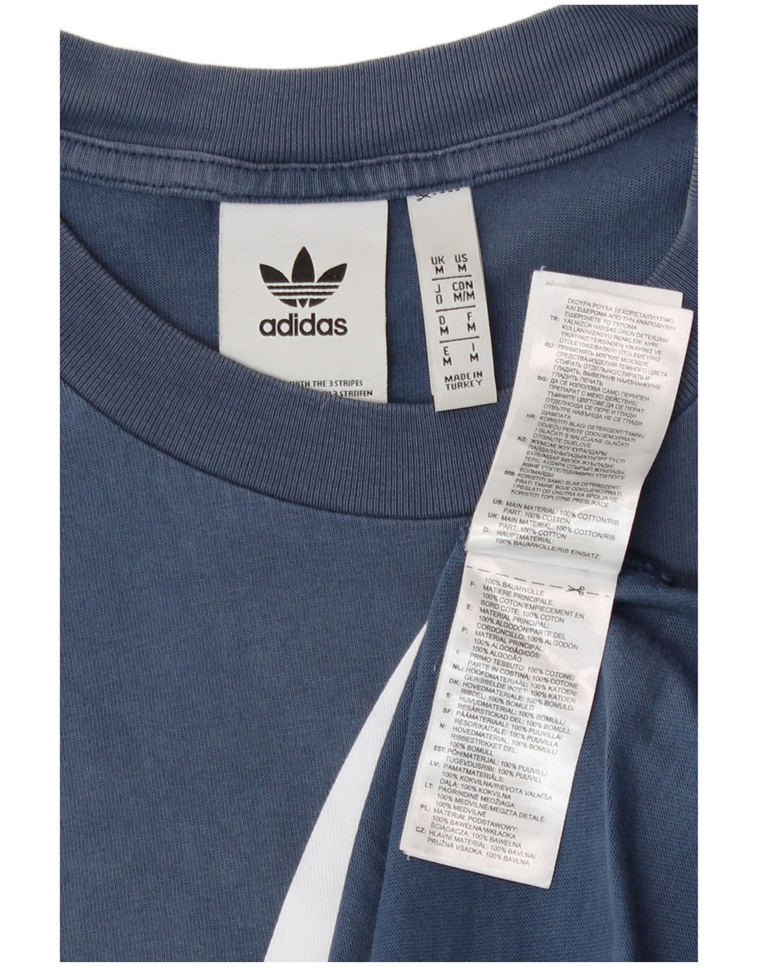 Ανδρικό γραφικό T-Shirt Adidas Top από μεσαίο μπλε βαμβακερό