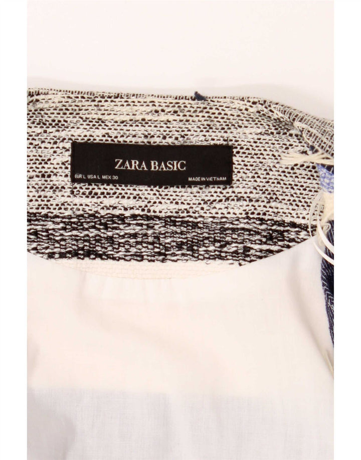 Zara Γυναικείο Open Blazer Jacket UK 16 μεγάλο πολύχρωμο βαμβακερό ριγέ