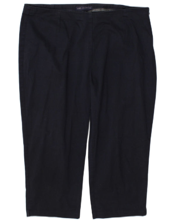 Marks & Spencer Γυναικείο παντελόνι Capri UK 16 Large W34 L19 Navy Blue Cotton
