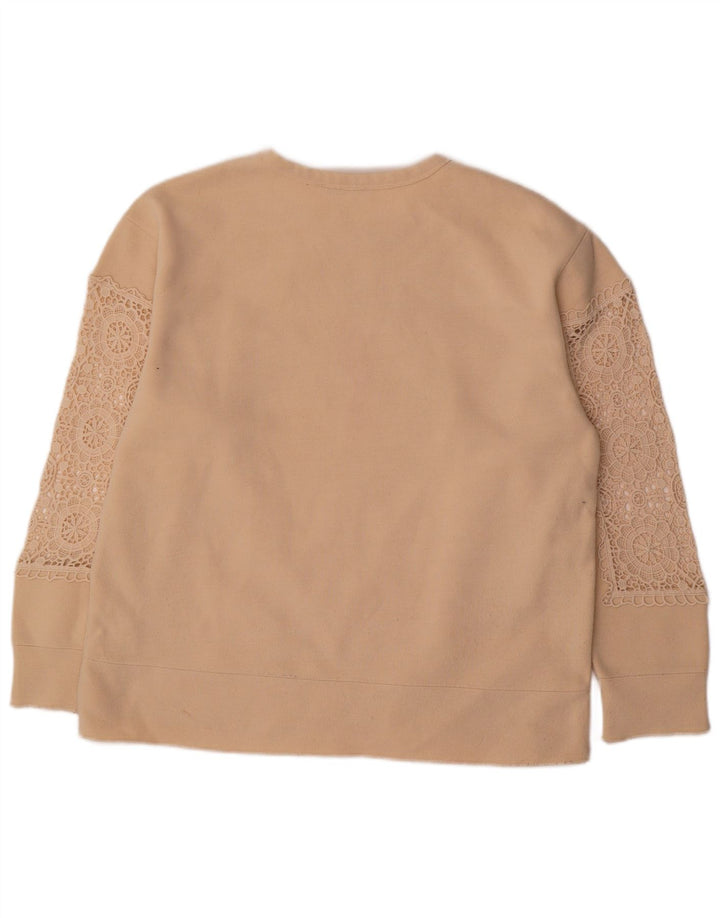 Zara Γυναικεία φούτερ υπερμεγέθη Jumper UK 14 Μεσαίο μπεζ φλοράλ βαμβακερό
