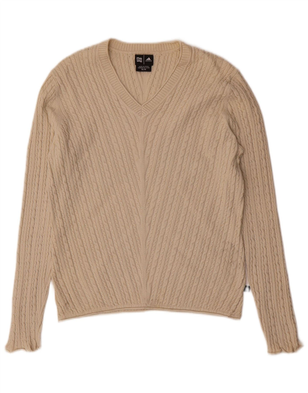 ADIDAS Γυναικείο πουλόβερ με λαιμόκοψη με V λαιμόκοψη UK 12 μεσαίο μπεζ μετάξι
