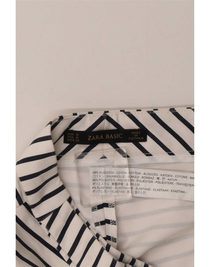 Zara Γυναικείο Casual Σορτς Medium W28 Λευκό ριγέ βαμβακερό