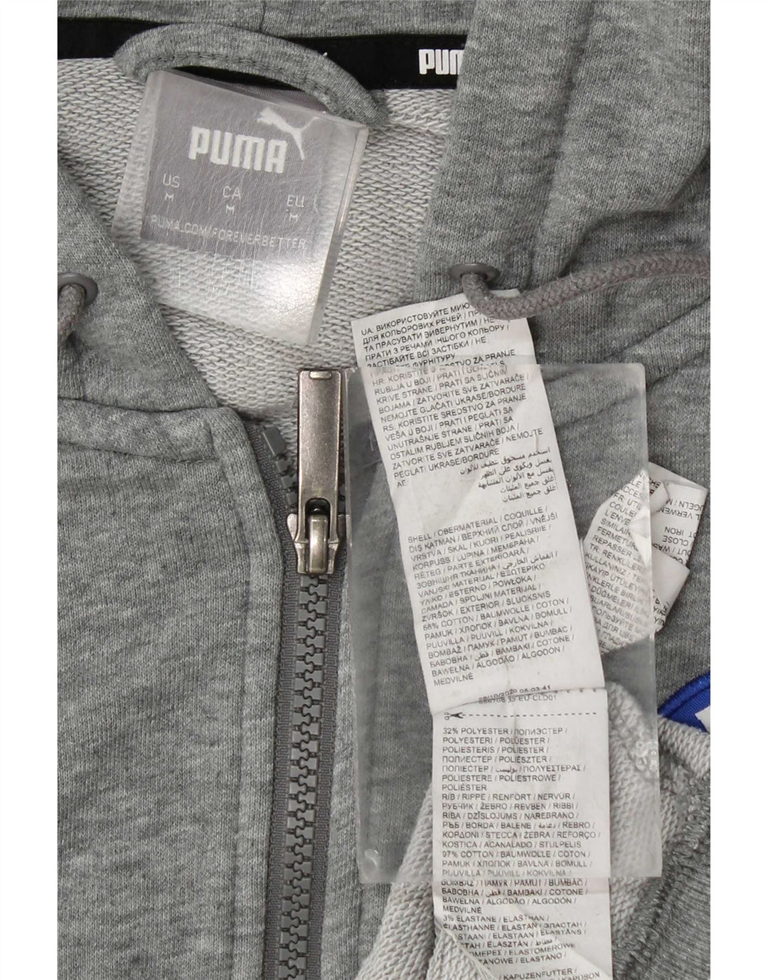 Ανδρικό πουλόβερ με κουκούλα με φερμουάρ Puma μεσαίο γκρι βαμβακερό
