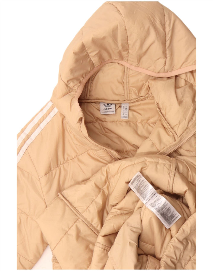 Γυναικείο παλτό με κουκούλα Adidas UK 10 Small Beige Polyester