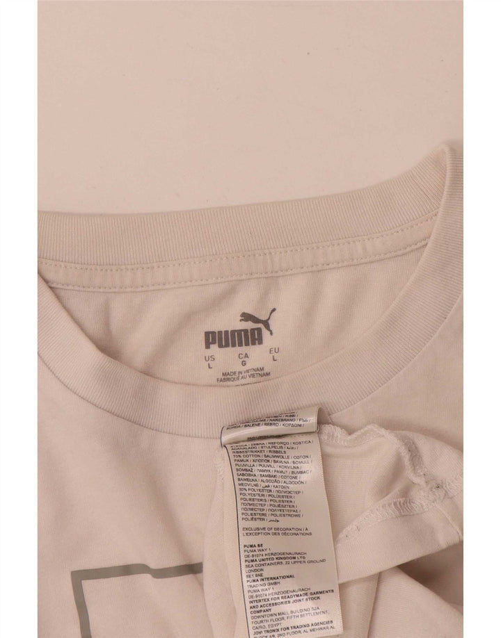 Ανδρικό γραφικό μπλουζάκι Puma, μεγάλο λευκό βαμβακερό