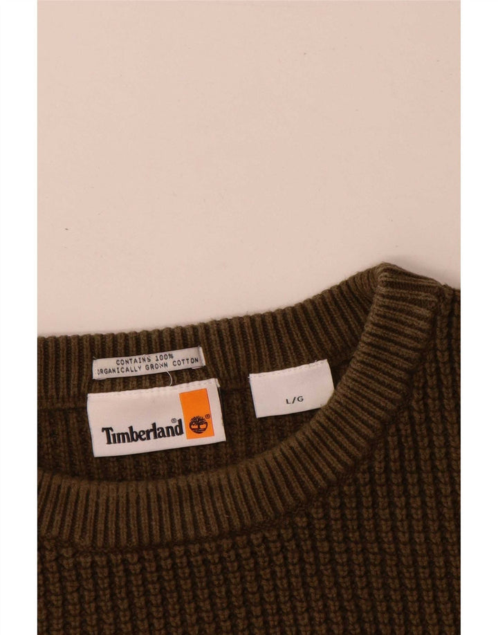 Ανδρικό πουλόβερ Timberland Crew Neck Jumper Μεγάλο χακί βαμβακερό