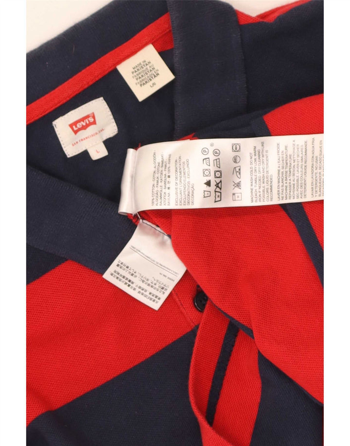Ανδρικό μπλουζάκι ράγκμπι πόλο Levi's μεγάλο κόκκινο ριγέ βαμβακερό