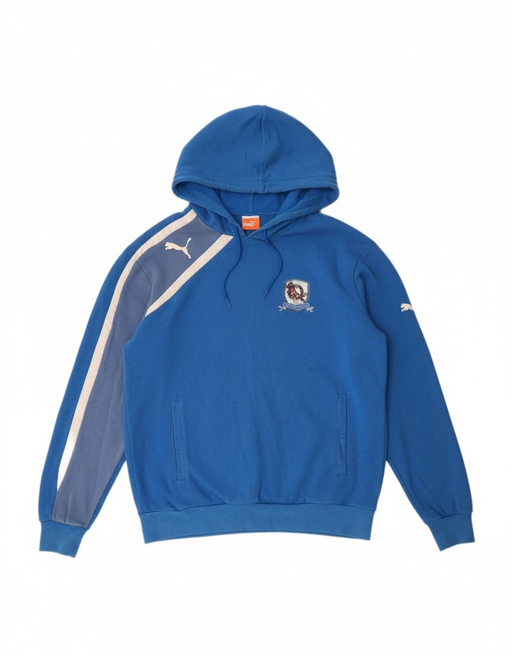 PUMA Mens Graphic Hoodie Jumper Medium Blue Cotton