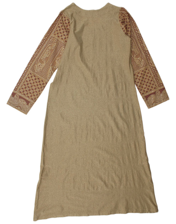 Vintage γυναικείο μάξι φόρεμα UK 14 Large Gold Paisley