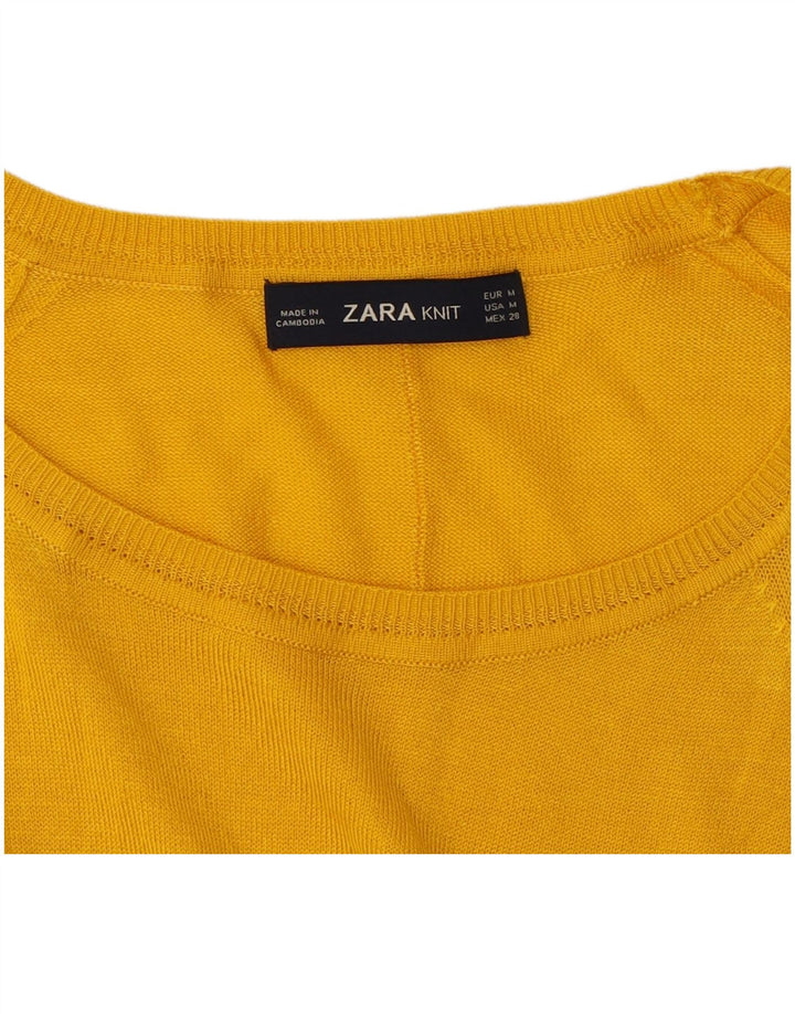 ZARA Womens Boat Neck Jumper Sweater UK 14 Medium Yellow
