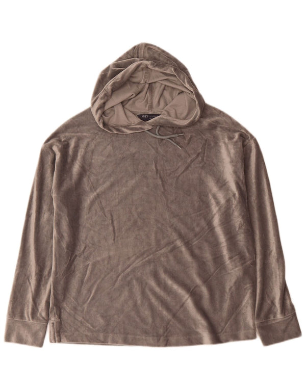 Marks & Spencer Γυναικείο βελούδο Oversized Hoodie Jumper UK 8 Small Grey