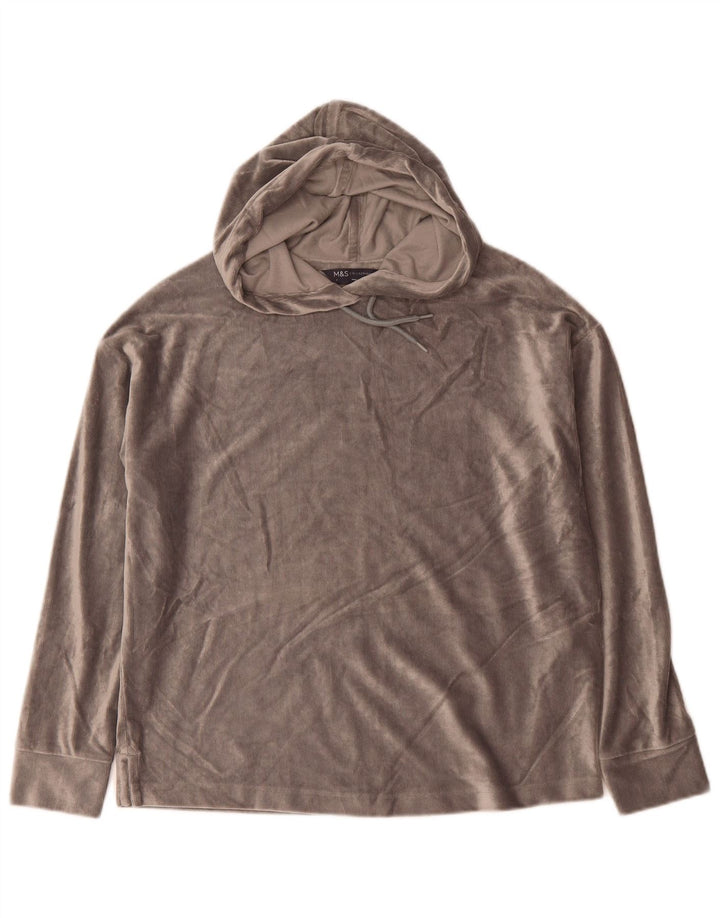 Marks & Spencer Γυναικείο βελούδο Oversized Hoodie Jumper UK 8 Small Grey