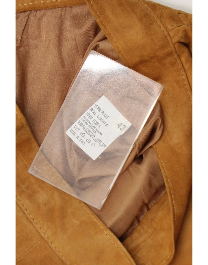 Vintage Γυναικεία Suede Φούστα IT 42 Medium W28 Beige Leather