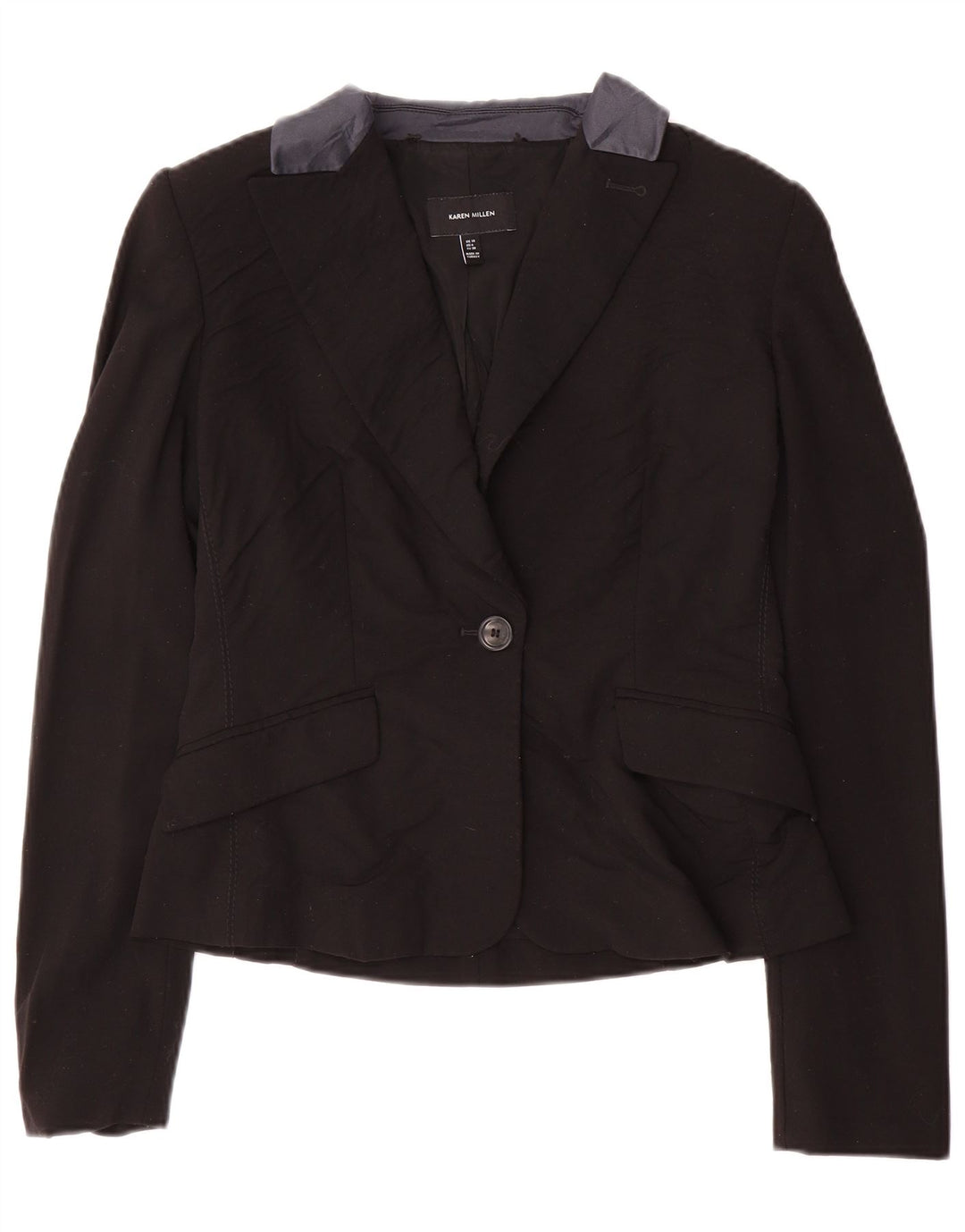Karen Millen Γυναικείο Μπουφάν 1 Κουμπί Blazer UK 10 Small Black Wool