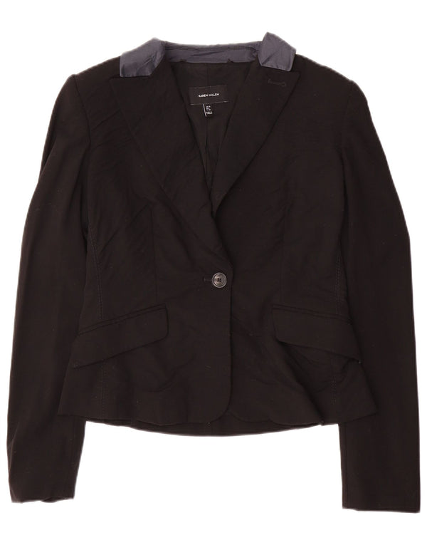 Karen Millen Γυναικείο Μπουφάν 1 Κουμπί Blazer UK 10 Small Black Wool
