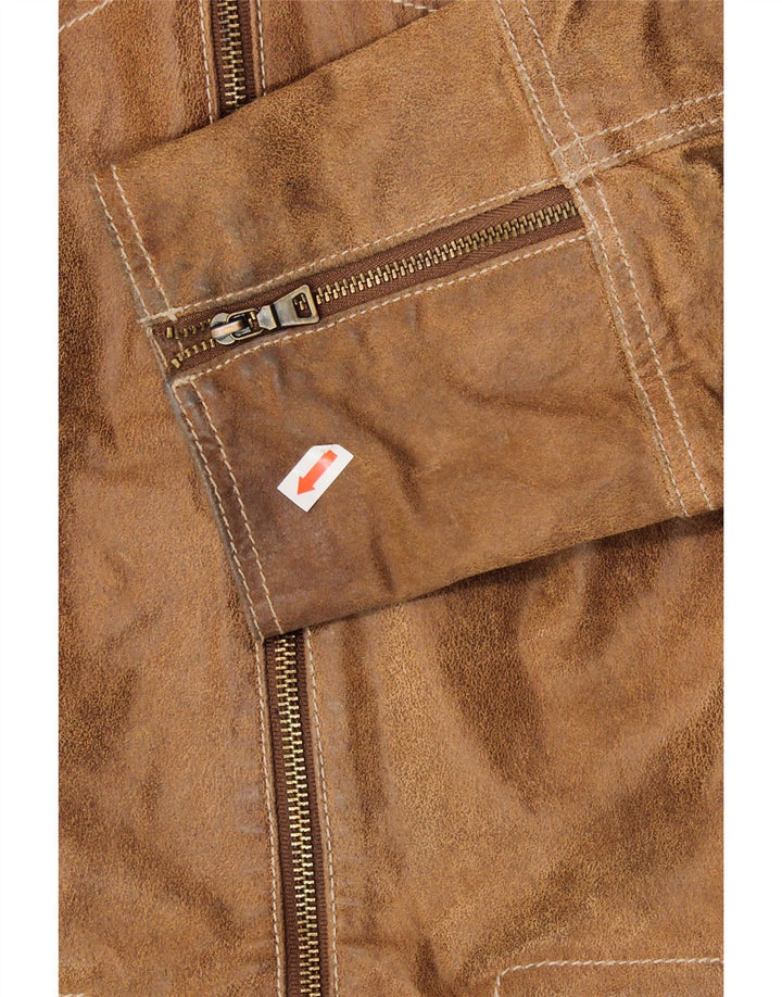 SASHA Womens Leather Jacket UK 12 Medium Brown Leather