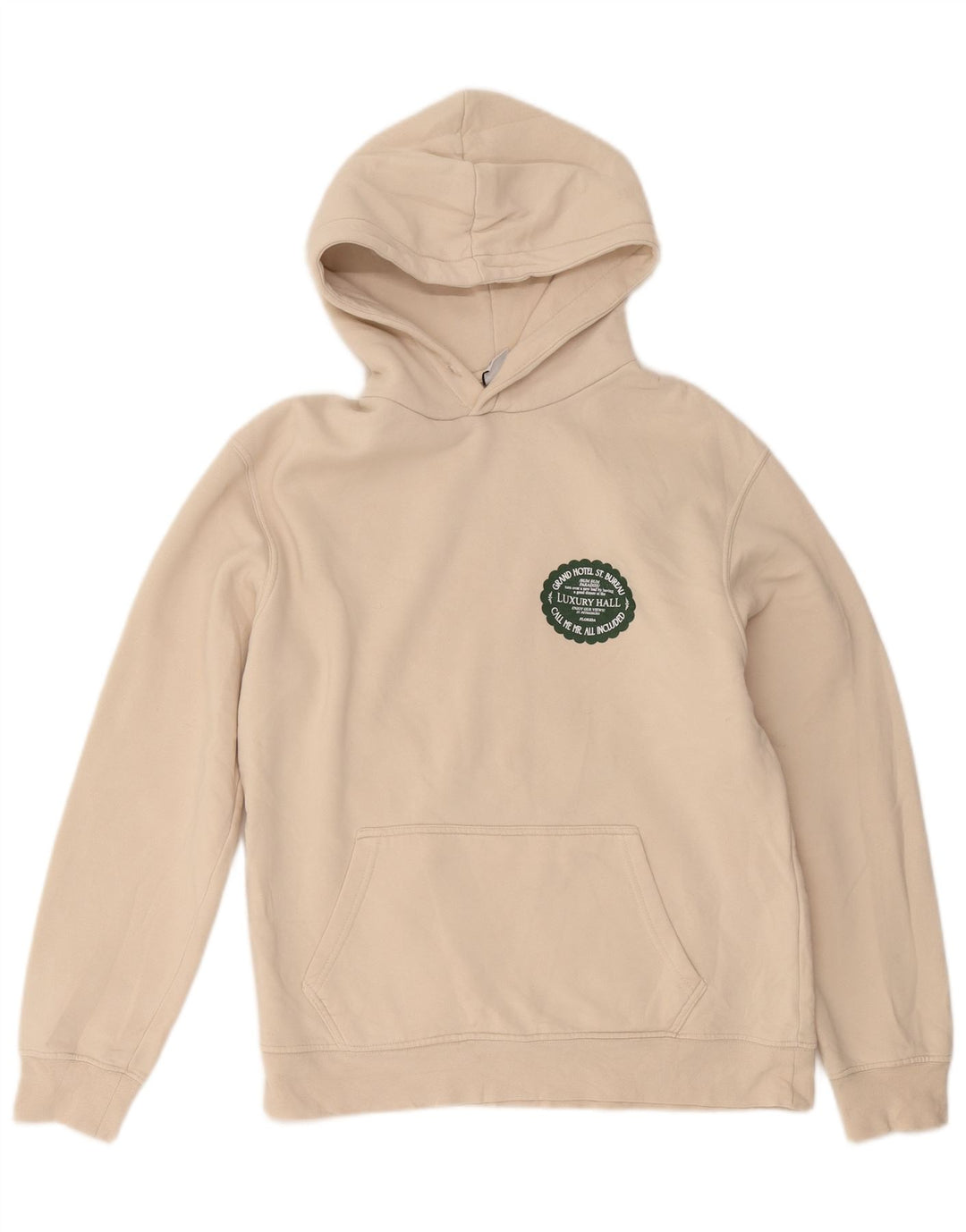 Ανδρικό Zara Graphic Hoodie Jumper Medium Beige Βαμβακερό