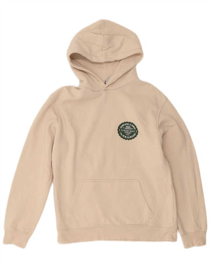 Ανδρικό Zara Graphic Hoodie Jumper Medium Beige Βαμβακερό