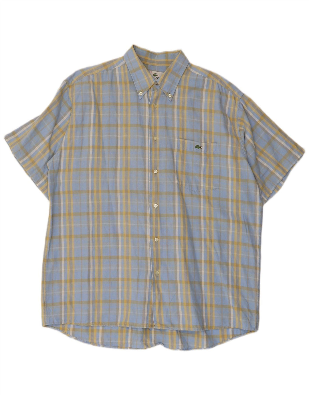 Ανδρικό κοντομάνικο πουκάμισο LACOSTE Μέγεθος 41 Large Μπλε βαμβακερό