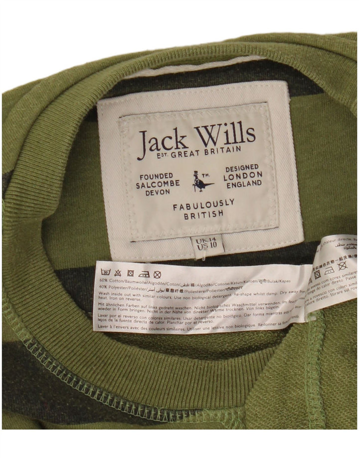 JACK WILLS Γυναικείο φούτερ μεγάλου μεγέθους Jumper UK 14 Μεγάλο χακί ριγέ