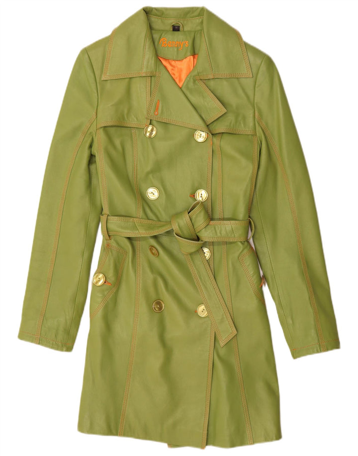Γυναικείο δερμάτινο παλτό Benny's Double Breasted UK 12 Medium Green Leather