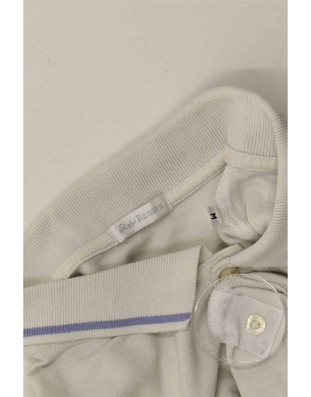 ROY ROGERS Mens Polo Shirt Medium White Cotton Vintage Roy Rogers and Second-Hand Roy Rogers from Messina Hembry 