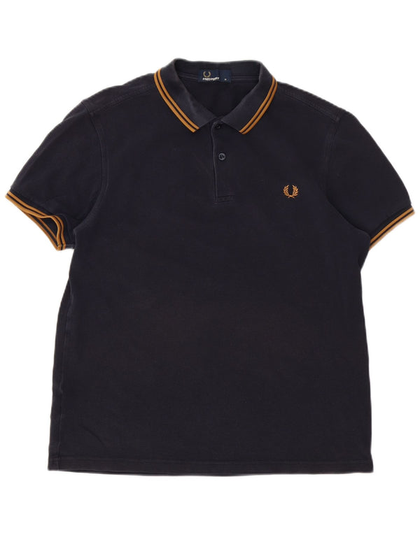 Fred Perry Ανδρικό πουκάμισο πόλο μεσαίου μπλε βαμβακερό