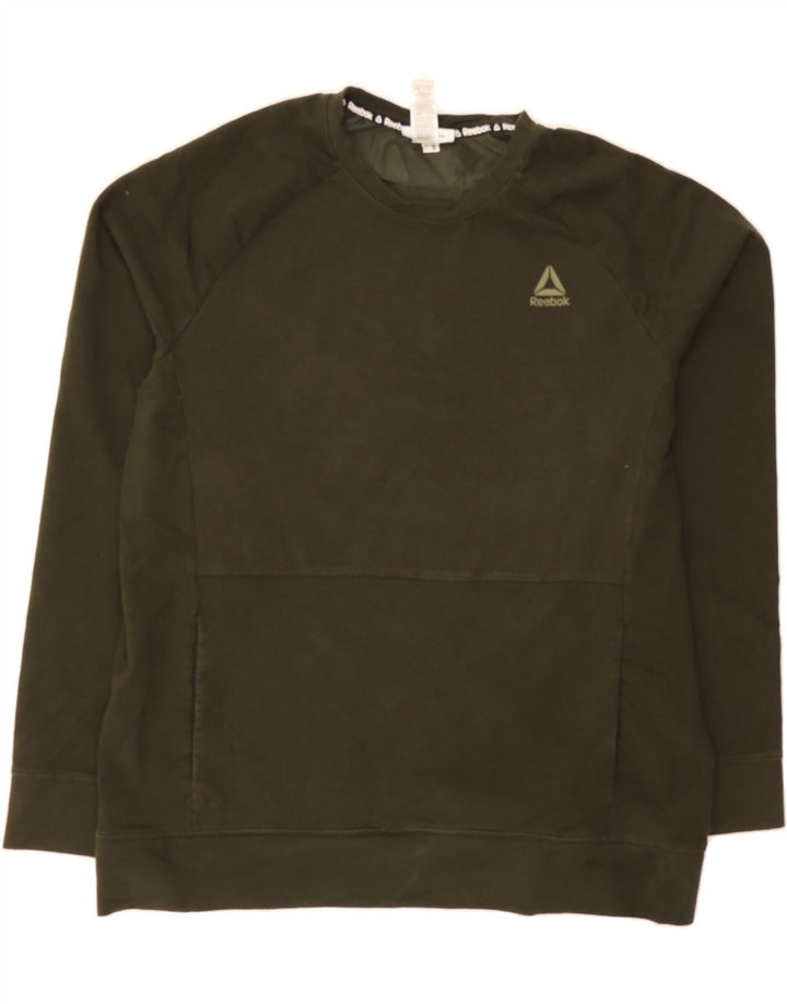 REEBOK Mens Sweatshirt Jumper XL Khaki Cotton Vintage Reebok and Second-Hand Reebok from Messina Hembry 
